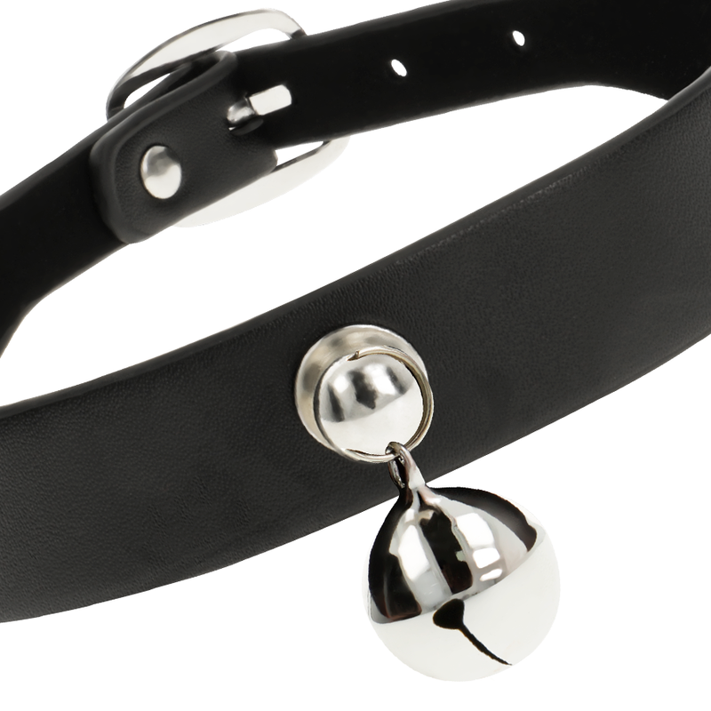 Collana in pelle vegana Coquette Chic Desire con sonaglio, accessorio donna elegante e alla moda.