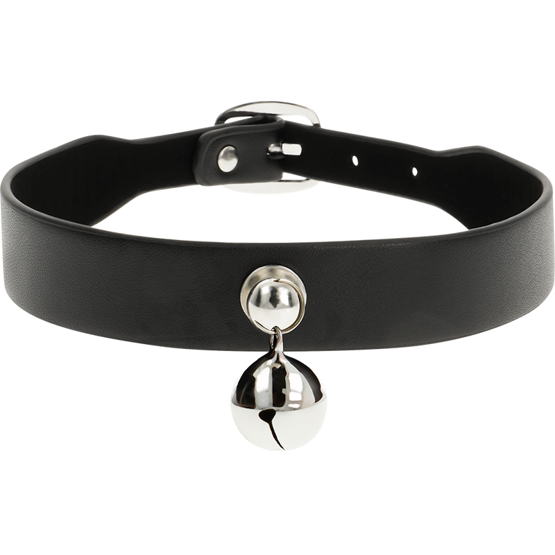 Collana in pelle vegana Coquette Chic Desire con sonaglio, accessorio elegante donna, dettaglio visibile in immagine