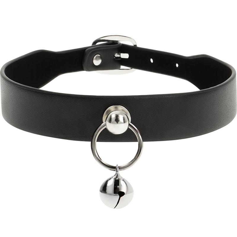 Collana in pelle vegana Coquette Chic Desire con charm a forma di sonaglio e cerchio, accessorio donna elegante e moderno
