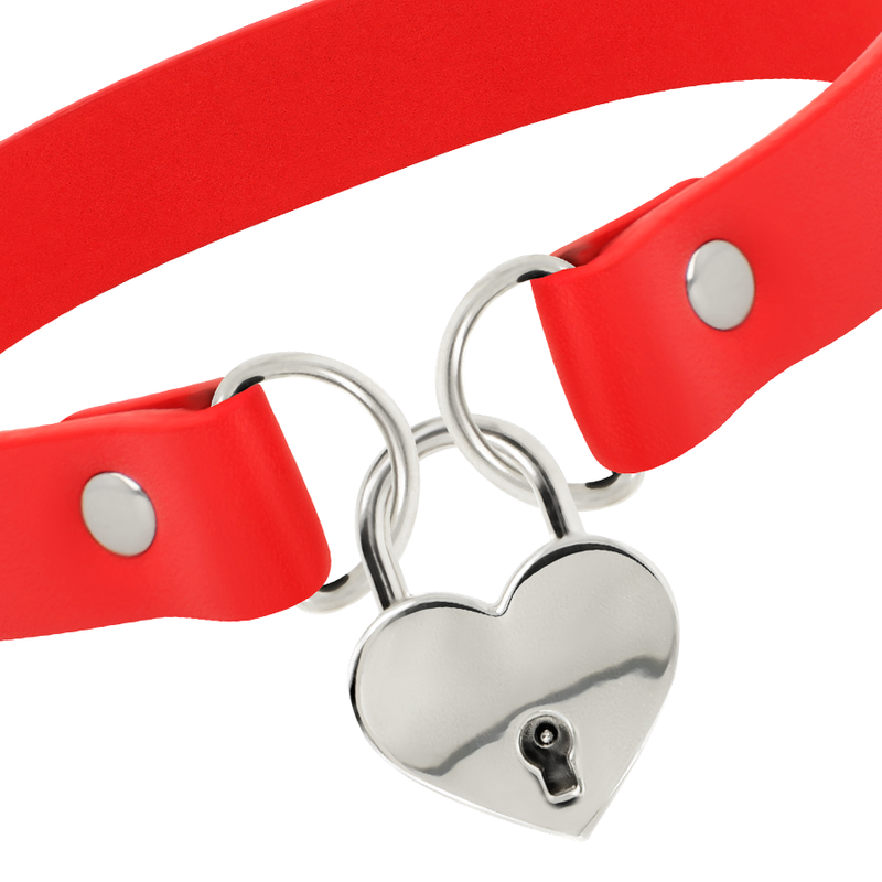 Collana in pelle vegana rossa COQUETTE CHIC DESIRE con cuore e chiave, accessorio elegante e alla moda