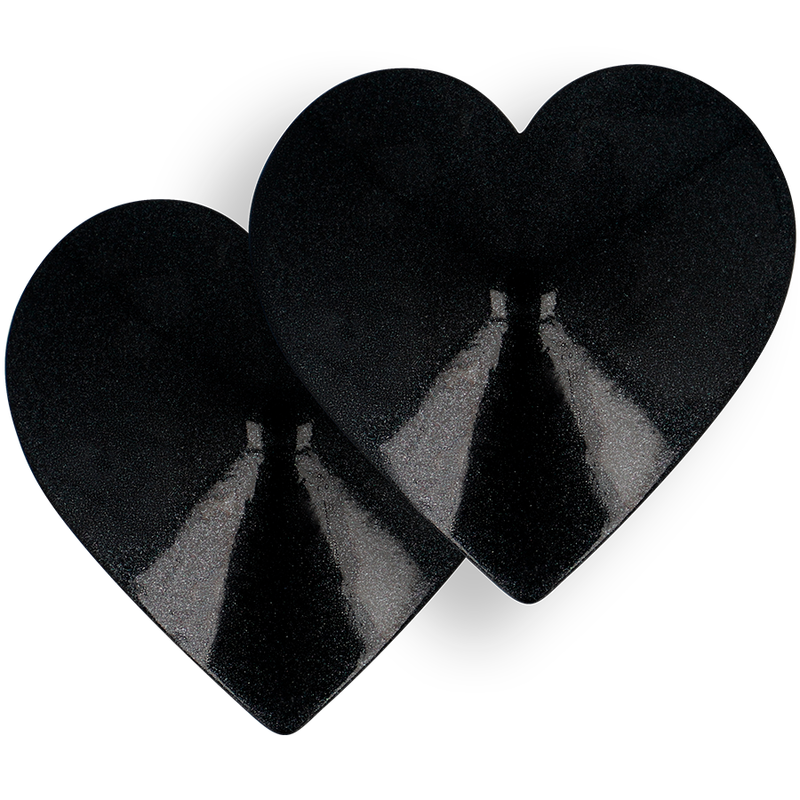 Copra capezzoli nero con cuori, accessori Coquette Chic Desire, copri capezzoli sexy e alla moda per donna.