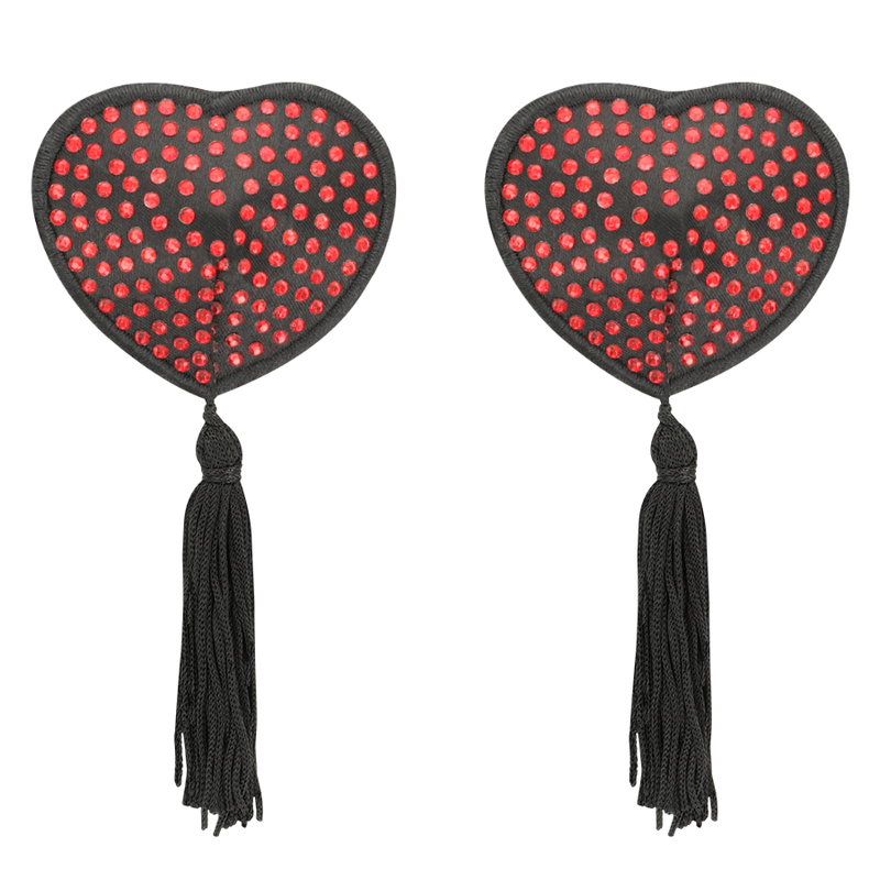 Cuore nero e rosso, copri capezzoli Coquette Chic Desire, accessori sexy e femminili, dettaglio di lingerie elegante e seducente