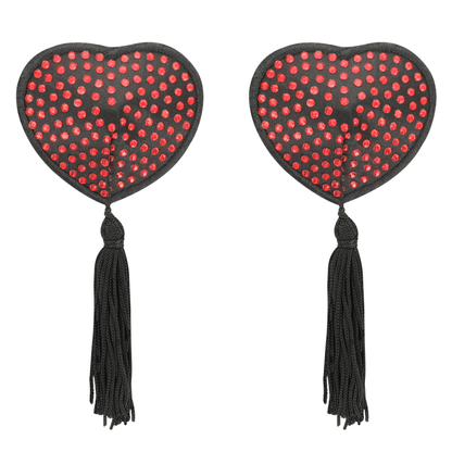 Cuore nero e rosso, copri capezzoli Coquette Chic Desire, accessori sexy e femminili, dettaglio di lingerie elegante e seducente