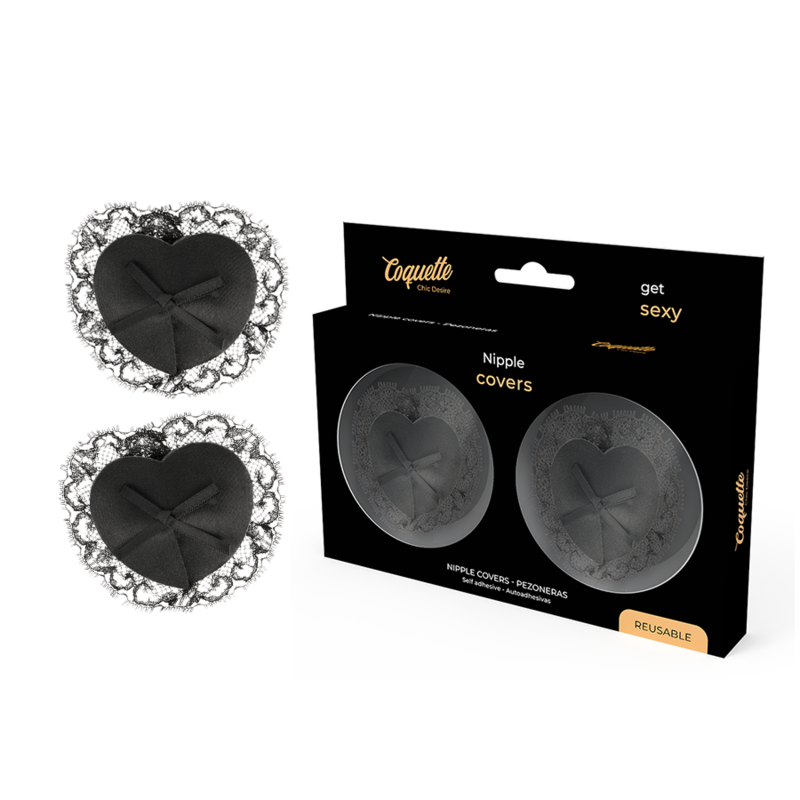 Copripezzi nero in pizzo Coquette Chic Desire, copri capezzoli femminile e elegante di Accessori Coquette.