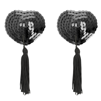 Coprite capezzoli neri con paillettes della linea Coquette Chic Desire, accessori eleganti e scintillanti.