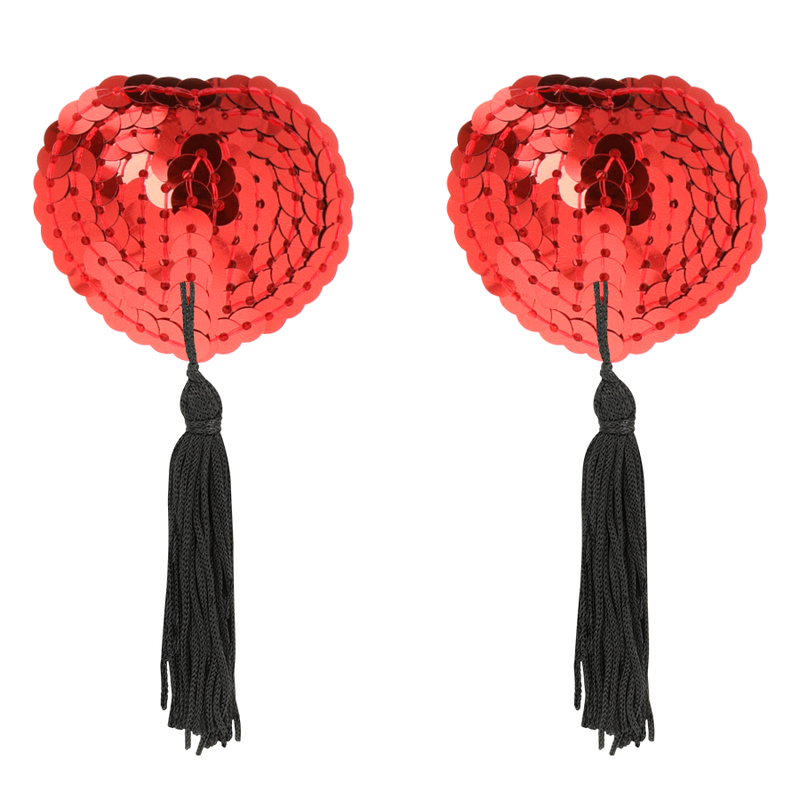 Capezzoli rossi Coquette Chic Desire, copri capezzolo in pizzo rosso, accessorio femminile elegante e seducente.