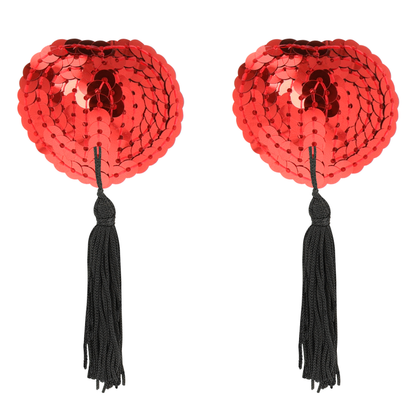 Capezzoli rossi Coquette Chic Desire, copri capezzolo in pizzo rosso, accessorio femminile elegante e seducente.