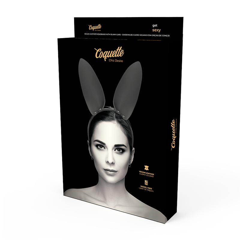 Fascia con orecchie di coniglio Coquette Chic Desire, accessorio elegante con orecchie di coniglio in tessuto bianco.