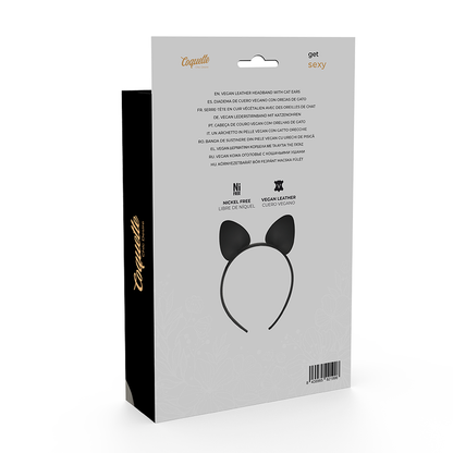 Fascia con orecchie di gatto COQUETTE CHIC DESIRE, accessorio per capelli con dettagli eleganti e divertenti in tessuto nero