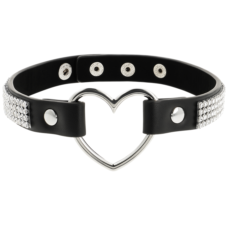 Girocollo in pelle vegana con cuore, collezione Coquette Chic Desire, accessorio elegante e alla moda.