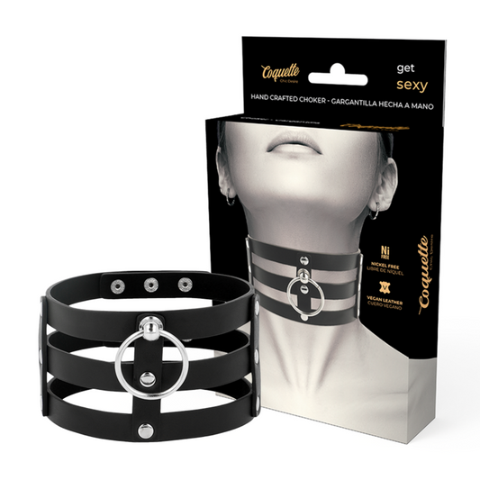 Girocollo in pelle vegano stile fetish di Coquette Accessories, accessorio chic e audace per look alternativi.