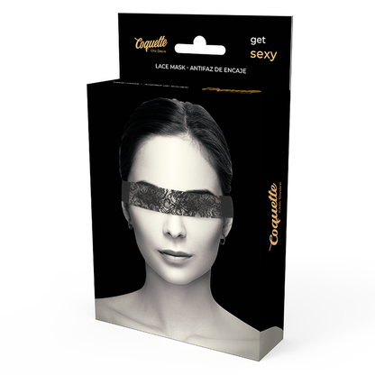 Maschera in pizzo nero con nastro della linea Coquette Chic Desire di Coquette Accessories, elegante e femminile.