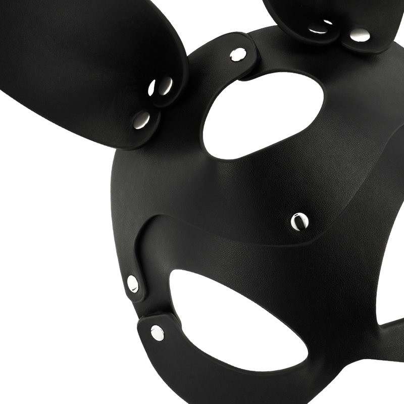 Maschera vegana in pelle Coquette Chic Desire con orecchie di coniglio, accessorio fashion elegante e originale per feste.