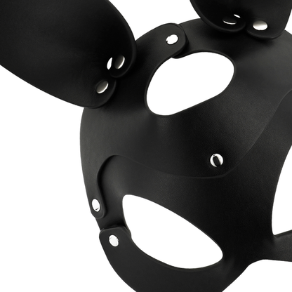 Maschera vegana in pelle Coquette Chic Desire con orecchie di coniglio, accessorio fashion elegante e originale per feste.