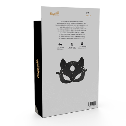 Maschera vegana in pelle con orecchie di gatto della collezione Coquette Chic Desire, accessorio divertente e stiloso.