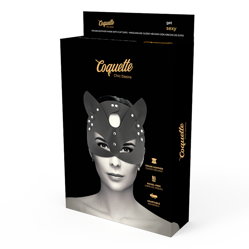 Maschera vegana in pelle con orecchie di gatto, stile Coquette Chic Desire, accessorio elegante e divertente per costume.