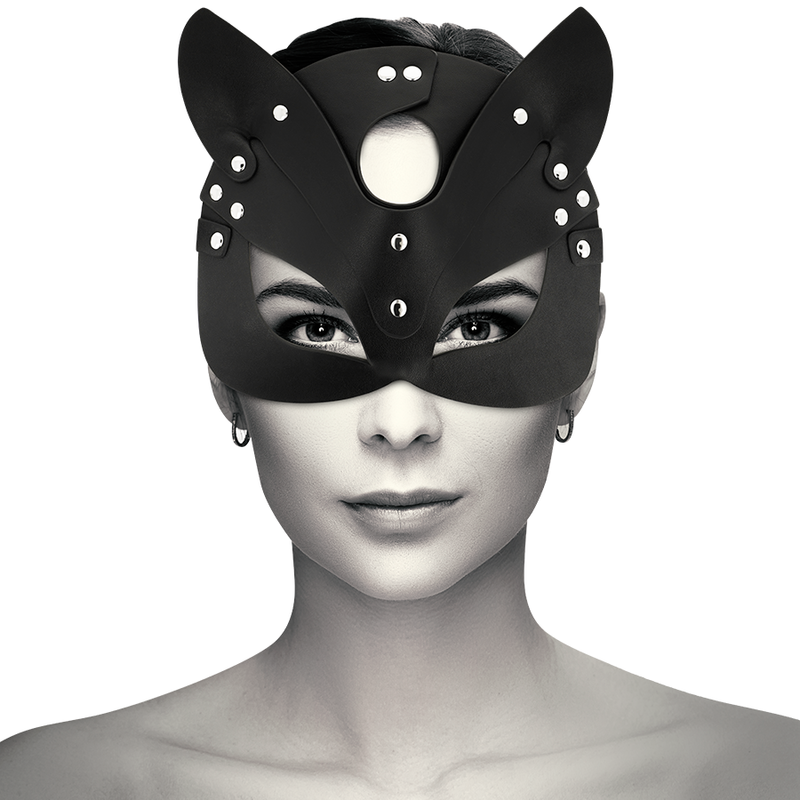 Maschera vegana in pelle con orecchie di gatto, stile Coquette Chic Desire, accessorio divertente e elegante per feste e costumi