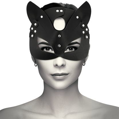 Maschera vegana in pelle con orecchie di gatto, stile Coquette Chic Desire, accessorio divertente e elegante per feste e costumi