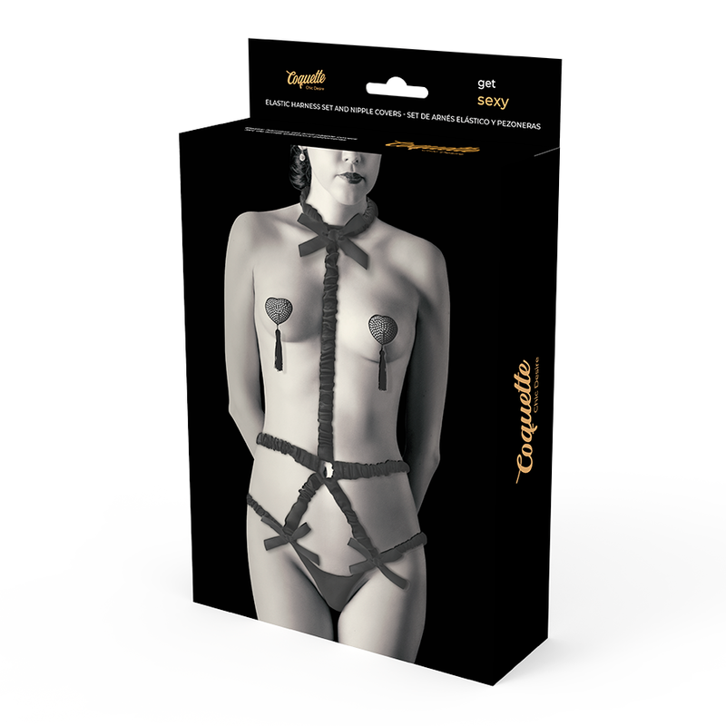 Set di lingerie COQUETTE CHIC DESIRE con copritepi deluxe, dettagli eleganti e tessuti raffinati, visibile in primo piano nell'immagine.