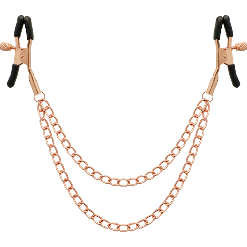Clip per capezoli in metallo fantasia con catena, parte della collezione Coquette Chic Desire, design elegante e originale.