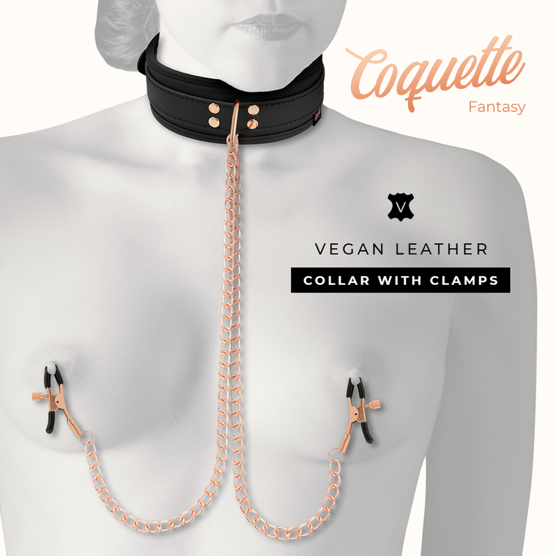 Collana con pinza per capezzoli Coquette Chic Desire in fantasia con fodera in neoprene, stile elegante e originale.