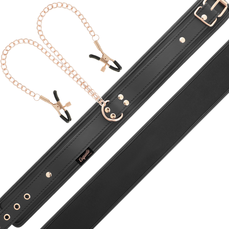 Collana con pinza per capezzoli Coquette Chic Desire, fantasia con fodera in neoprene, accessorio di lingerie elegante e originale.