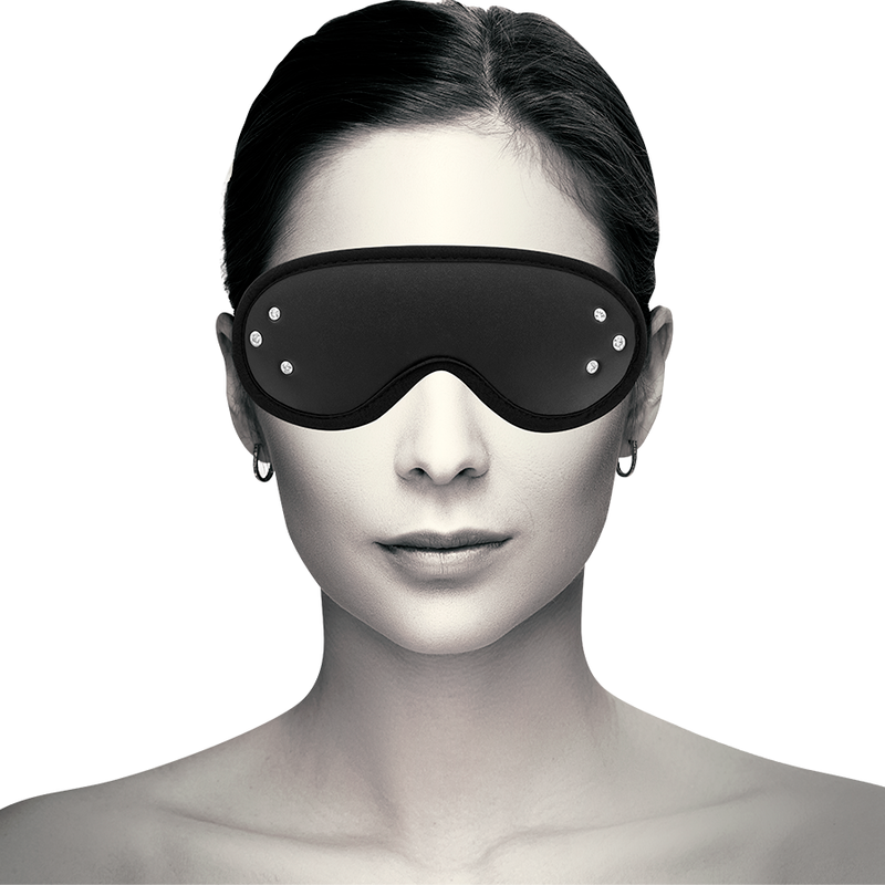 Maschera fantasia vegana in pelle COQUETTE CHIC DESIRE con fodera in neoprene, stile elegante e moderno, vista frontale.