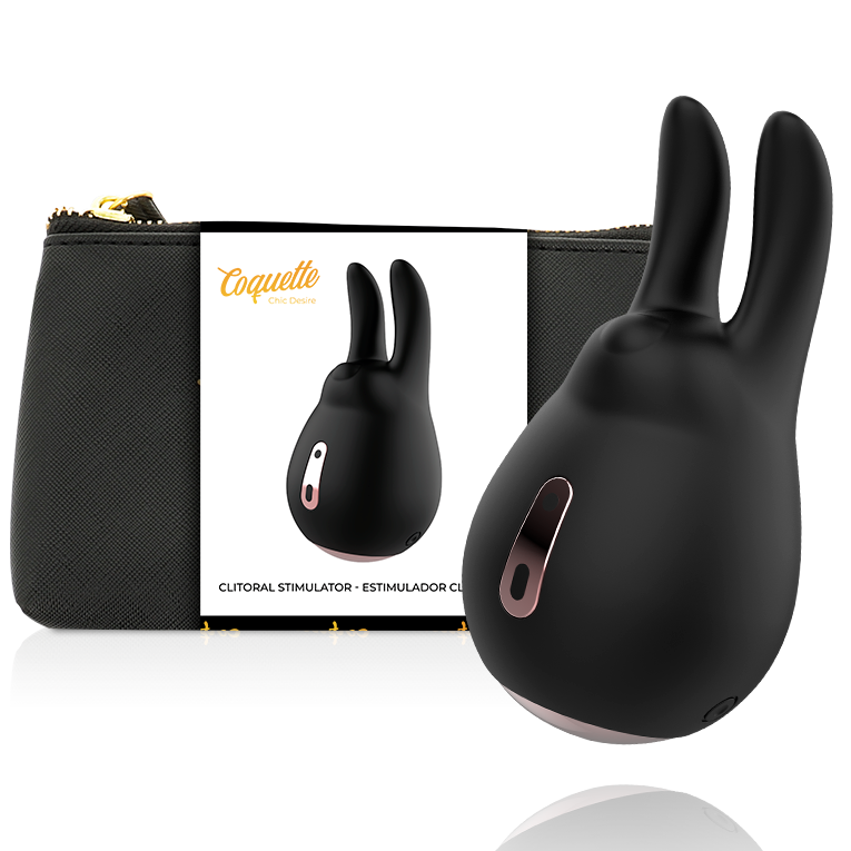 Stimolatore clitoride nero e oro Coquette Chic Desire di Coquette Toys, con design elegante e dettagli raffinati.