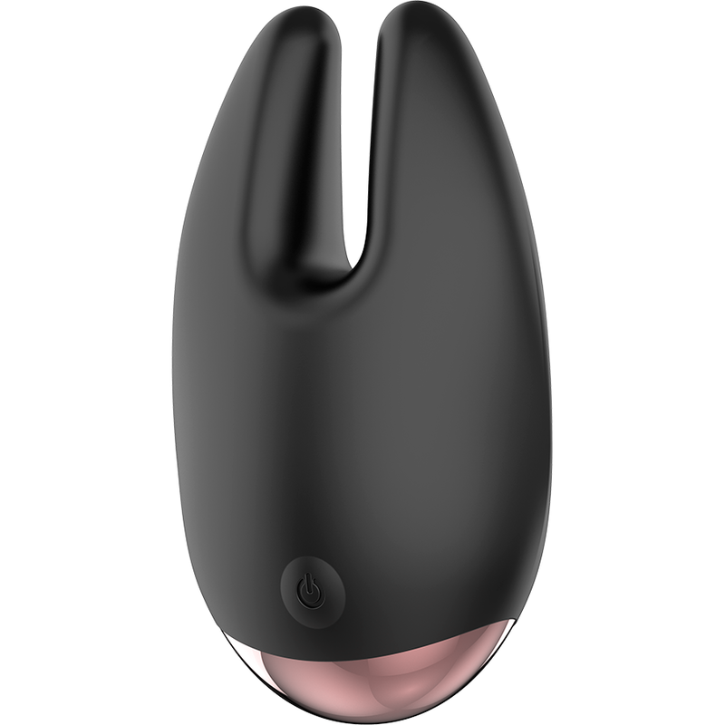 Stimolatore clitoride Coquette Chic Desire nero e oro, design elegante e compatto, con dettagli dorati e superficie liscia.