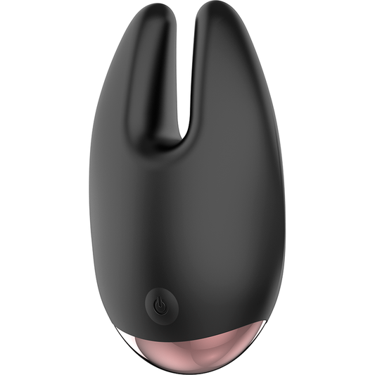 Stimolatore clitoride Coquette Chic Desire nero e oro, design elegante e compatto, con dettagli dorati e superficie liscia.