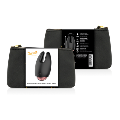 Stimolatore clitorideo COQUETTE CHIC DESIRE di COQUETTE TOYS in nero e oro, con design elegante e superficie liscia.