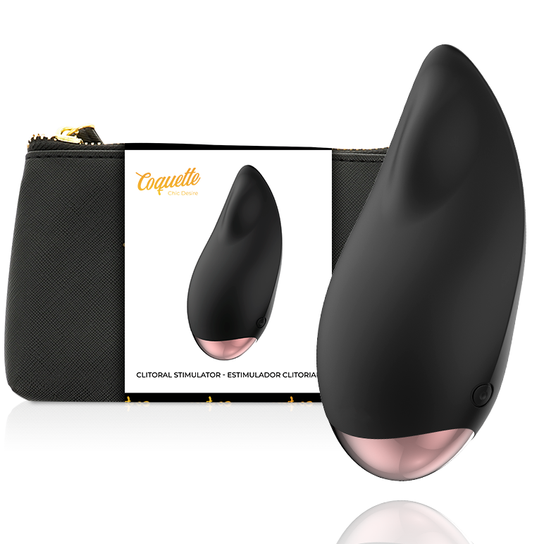 Stimolatore clitoride nero e oro Coquette Chic Desire di Coquette Toys, con design elegante e dettagli raffinati.