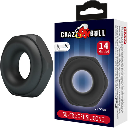 Anello in silicone Crazy Bull Jarvius Modello 14, colore nero, con design morbido e flessibile, visibile dall'immagine.