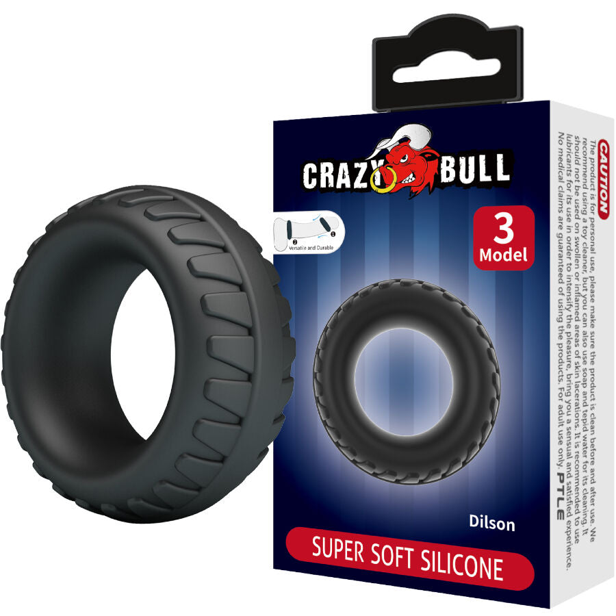 Anello in silicone Crazy Bull Dilson Modello 3, con design resistente e flessibile, colore nero.