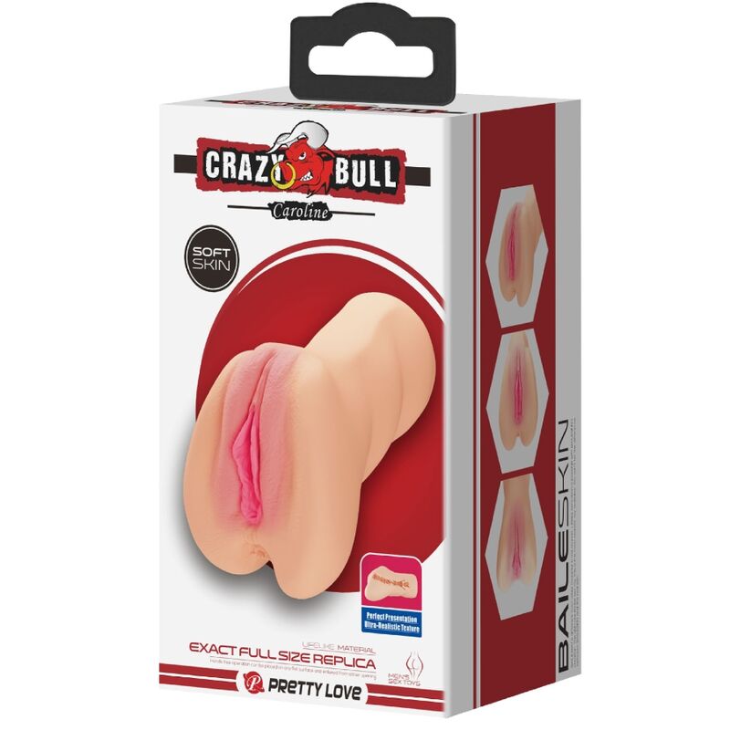 Masturbatore a forma di vagina Caroline di Crazy Bull, dettagli realistici, materiale morbido e resistente, per piacere personale.
