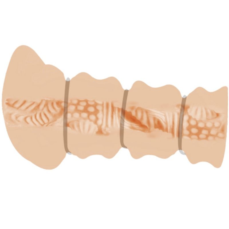 Masturbatore Crazy Bull con anelli vaginali, modello 2, in silicone realistico e dettagliato, per uso personale.