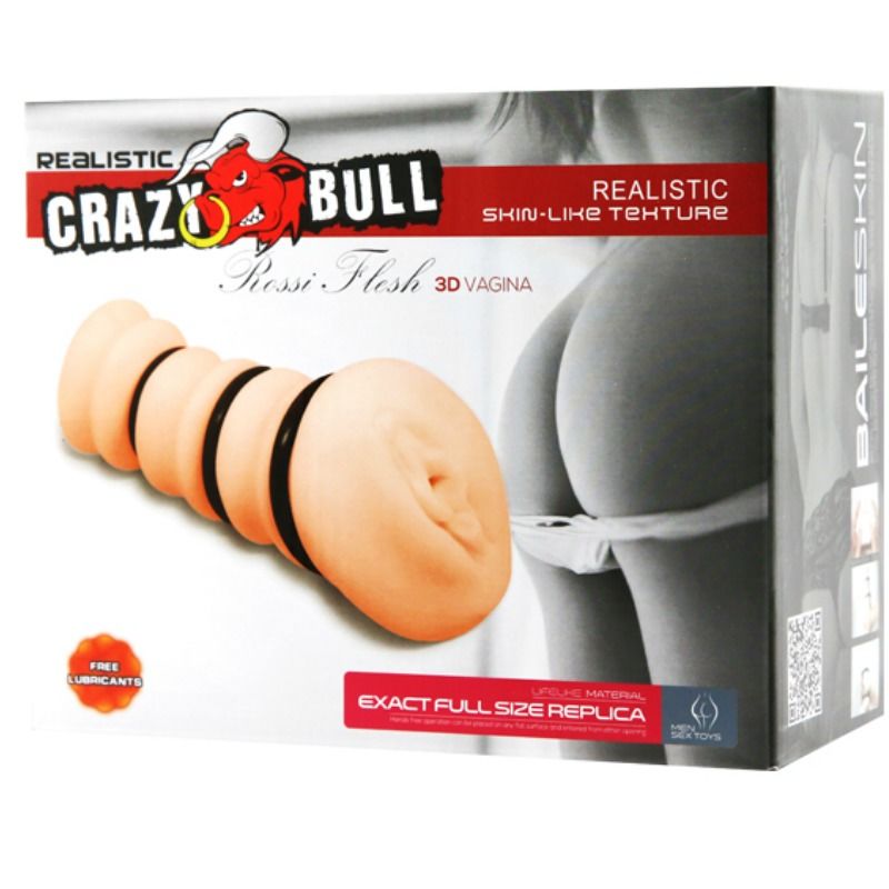 Masturbatore Crazy Bull con anelli, modello vagina, in silicone realistico, dettaglio interno visibile, per piacere maschile.