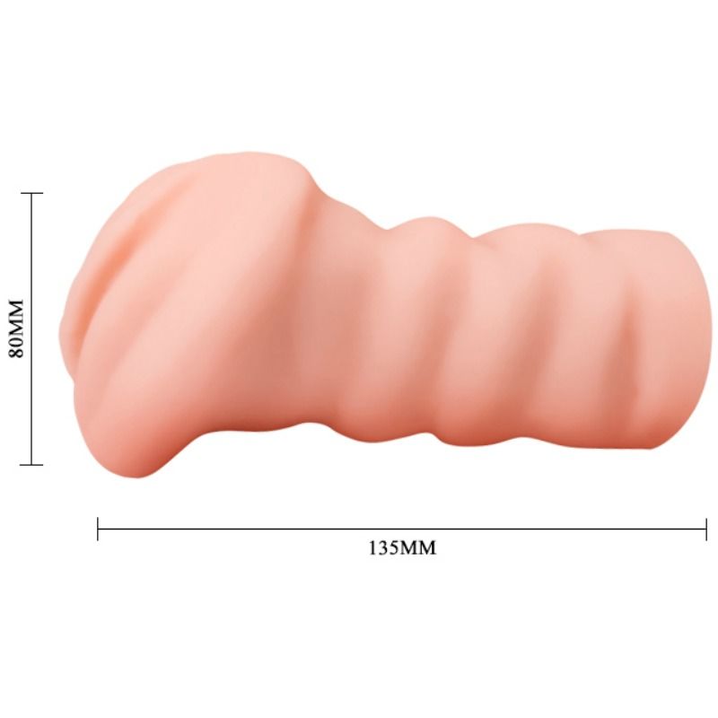 Masturbatore Crazy Bull Leila in silicone con vagina, lunghezza 13,5 cm, dettagli realistici e texture morbida.
