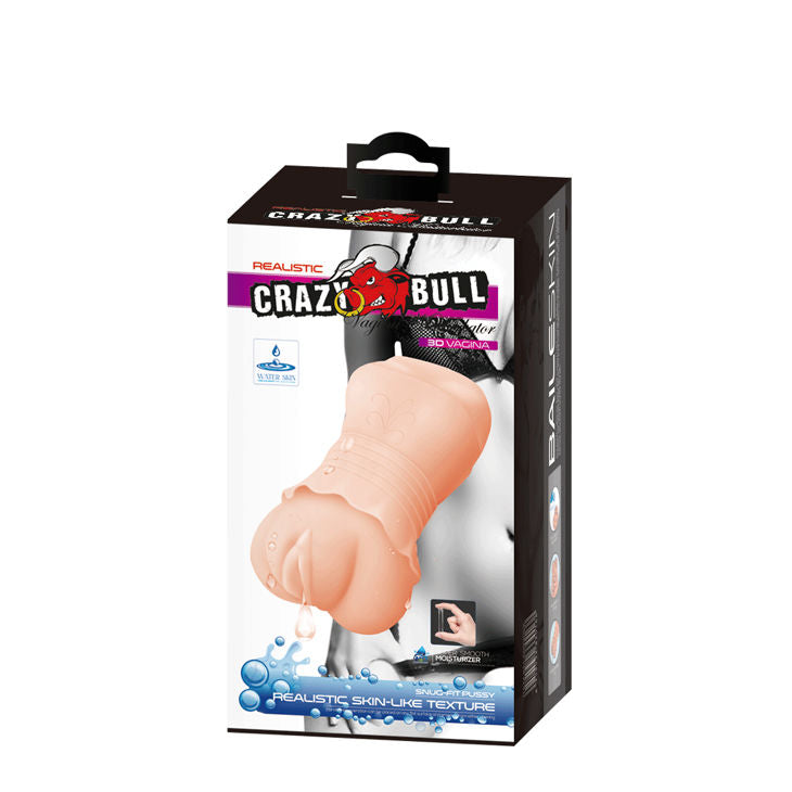 Masturbatore Crazy Bull in pelle acqua modello Vagina 2, dettaglio interno realistico e morbido, per piacere personale.