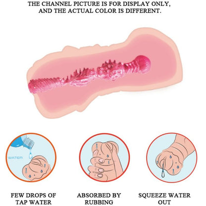 Masturbatore vagina Crazy Bull con pelle acquata e proiettili vibranti, dettagli realistici e morbidi per stimolazione.