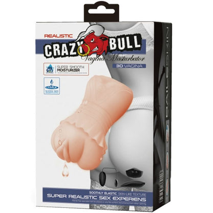 Masturbatore Crazy Bull con vagina in pelle acquata e proiettili vibranti, oggetto di piacere maschile.