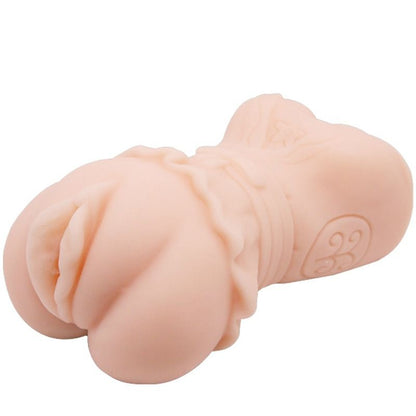 Masturbatore vagina CRAZY BULL con pelle acquatica e proiettili vibranti, dettagli realistici e morbidi.