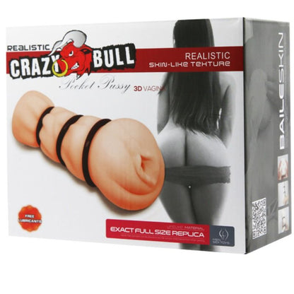 Masturbatore vaginale Crazy Bull con anelli, silicone realistico, per stimolazione e piacere, design dettagliato e compatto.
