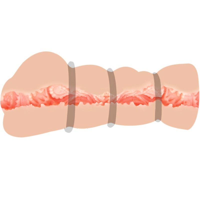 Masturbatore vagina Crazy Bull con anelli, accessorio per la stimolazione maschile, in morbido materiale realistico.