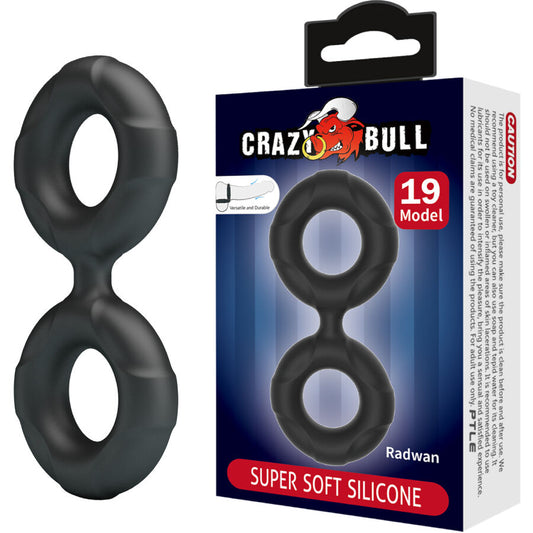 Anello doppio in silicone CRAZY BULL Radwan Modello 19, design resistente e flessibile, colore nero e dettagli dettagliati.