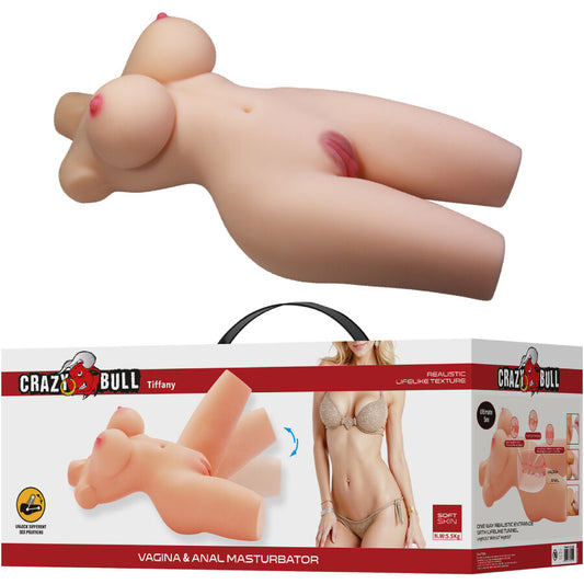 Torso femminile realistico CRAZY BULL Tiffany, modello con vagina e ano, peso 5,5 kg, bambola in silicone dettagliata.