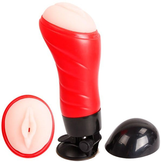 Masturbatore Crazy Bull Vagina con base, dettagli realistici e design ergonomico, in plastica morbida per piacere e stimolazione