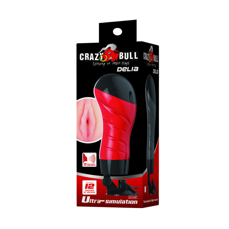 Masturbatore vagina con base CRAZY BULL, design realistico e dettagliato, modello con suoni integrati.