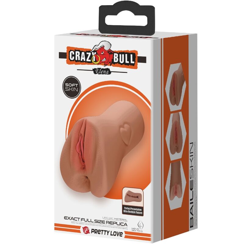 Anello di silicone Crazy Bull con design vagina e ano scarlatto e cuore in carne, dettaglio realistico e colorato.