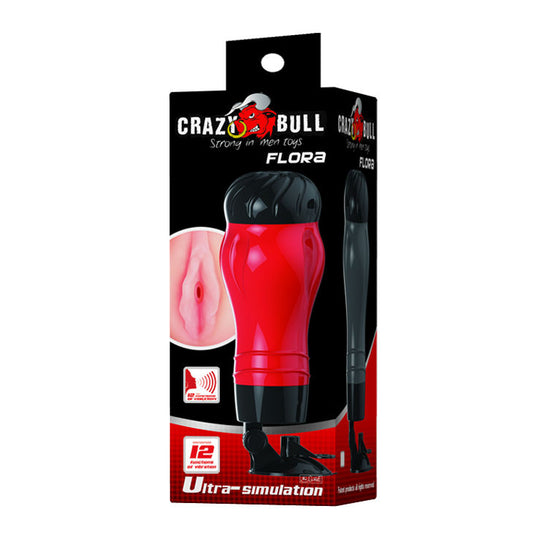 Masturbatore Crazy Bull Vagina Flora con base, dettagli realistici, in materiale morbido e resistente, per piacere intimo femminile.